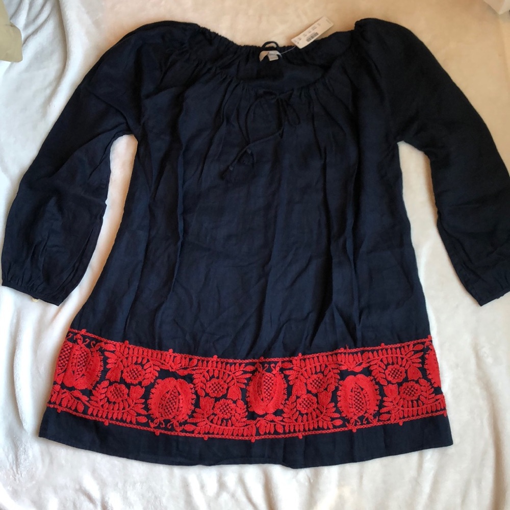 J. Crew navy blue linen dress